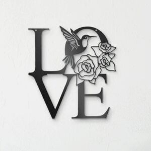 Redline Black Metal LOVE Wall Art with Hummingbird